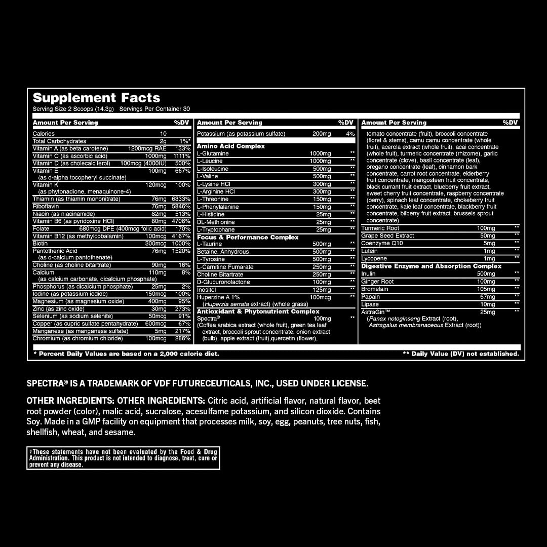 Animal Pak label highlights vitamin C, D and immune support features.