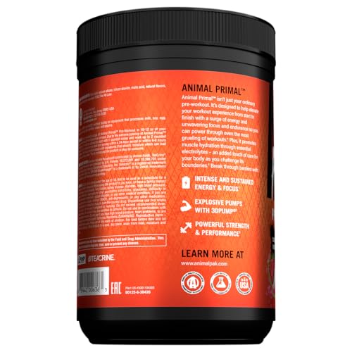 Dragon Berry-colored drink in glass with Animal Primal, signaling flavor