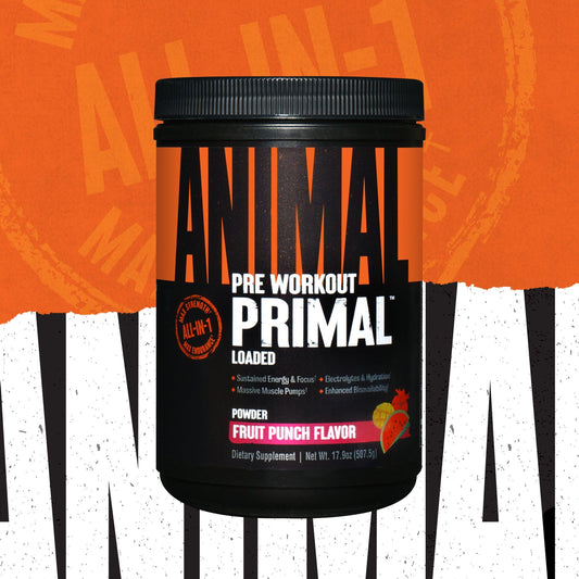 Animal Primal ingredients label highlighting key complexes for endurance and hydration.