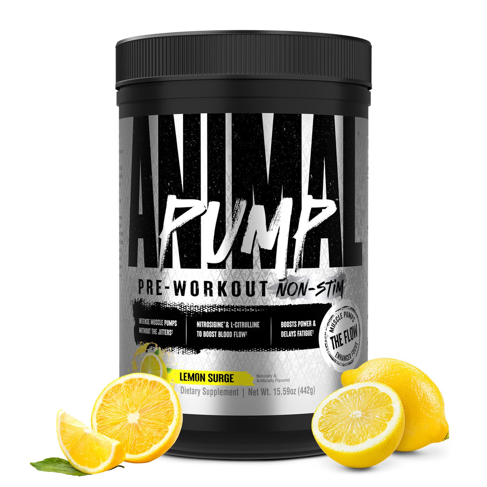 Animal Pump Non-Stim bottle label highlighting caffeine-free focus for late workouts