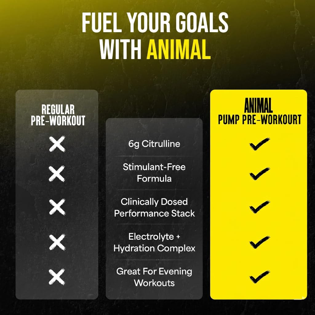 Animal Pump Non-Stim product image emphasizing focus without caffeine during workout