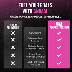 Animal Pump Non-Stim glass with prepared drink illustrates focused training support.