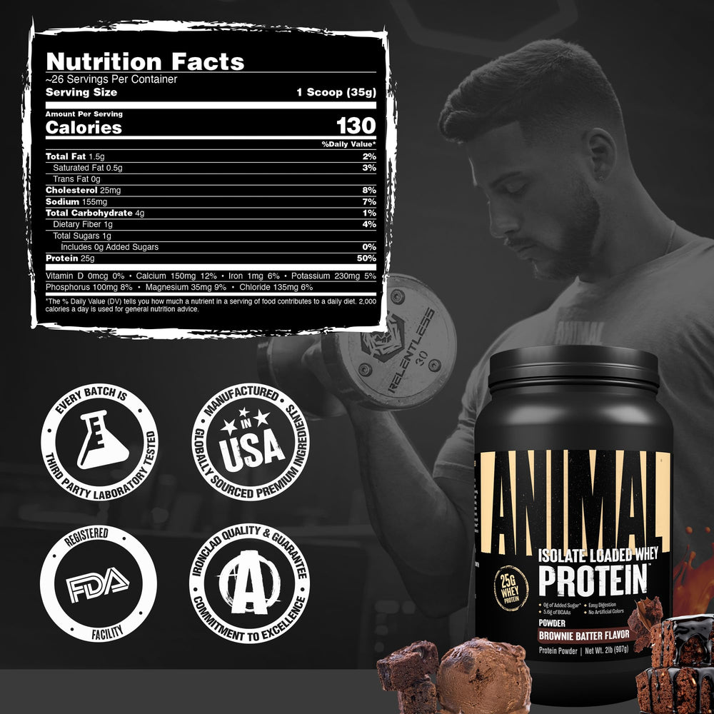 Animal Whey Isolate compact packaging ideal for travel and gym bags.