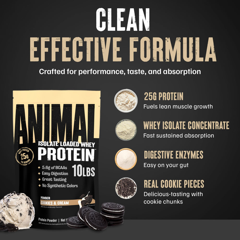 Easy to mix with no clumps for a smooth shake from Animal Whey Isolate.