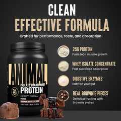 Animal Whey Isolate mixed shake glass shows convenient pre- or post-workout use.