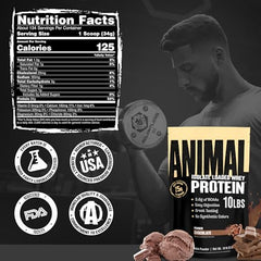 Animal Whey Isolate packaging emphasizes USA-made quality and trust.