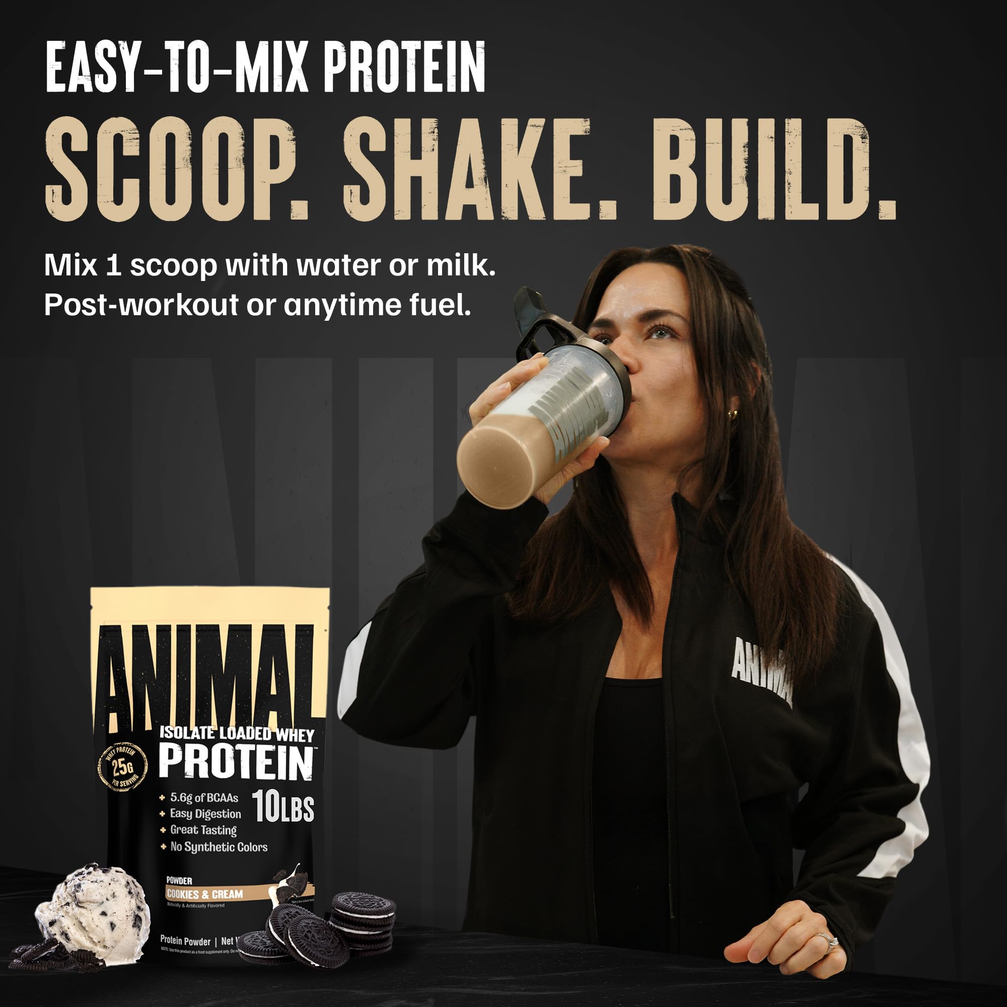 Animal Whey Isolate supports pre- and post-workout use for versatile training days.