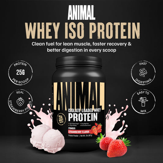 Animal Whey Isolate scoop measure for easy, accurate servings.