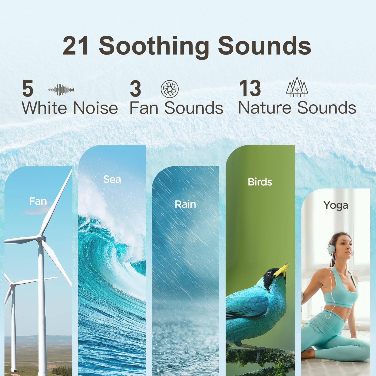 ANJANK 21 soothing sounds menu for personalized ambience