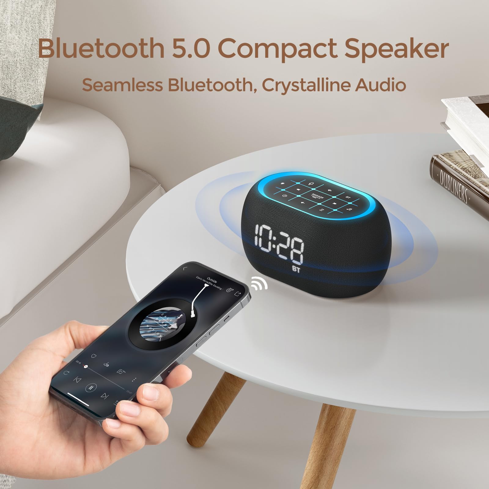 ANJANK alarm clock Bluetooth speakers delivering clear, relaxing audio