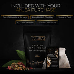 ANJEA electric steamer-ready setup enables easy at-home rituals.