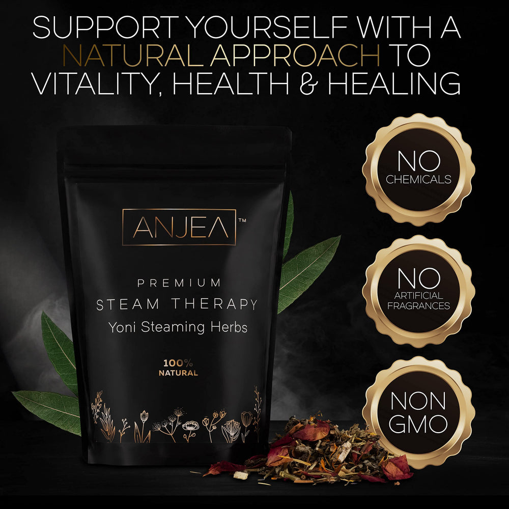 ANJEA Yoni Steam 4oz herb pack highlights natural botanicals for gentle self-care