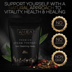 ANJEA Yoni Steam 4oz herb pack highlights natural botanicals for gentle self-care