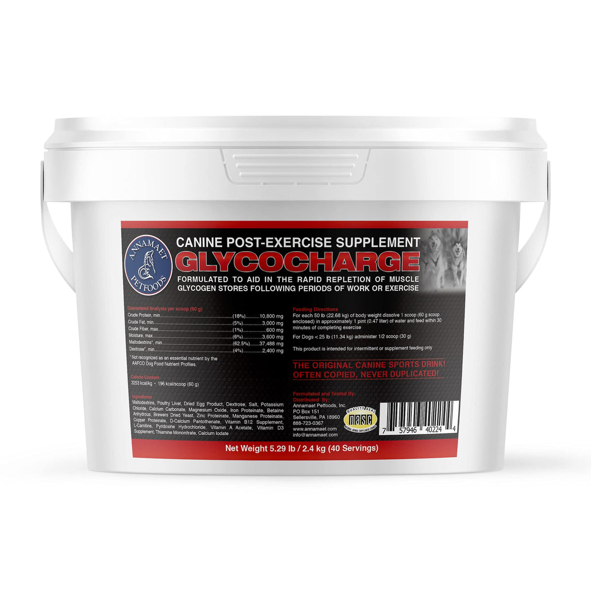 Annamaet Glycocharge packaging front showing label for post-workout recovery.