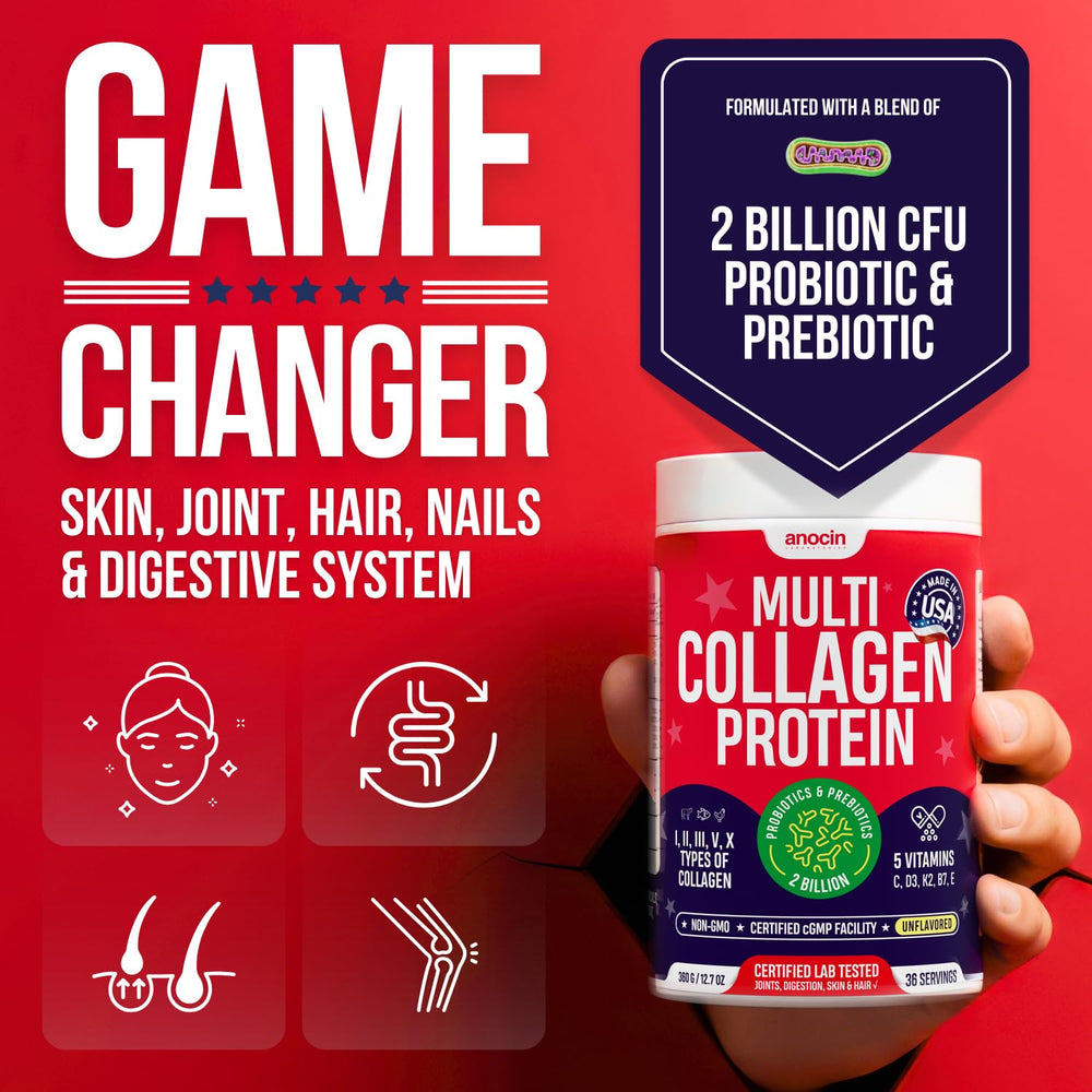 anocin Multi Collagen Powder in coffee highlights versatile unflavored mix