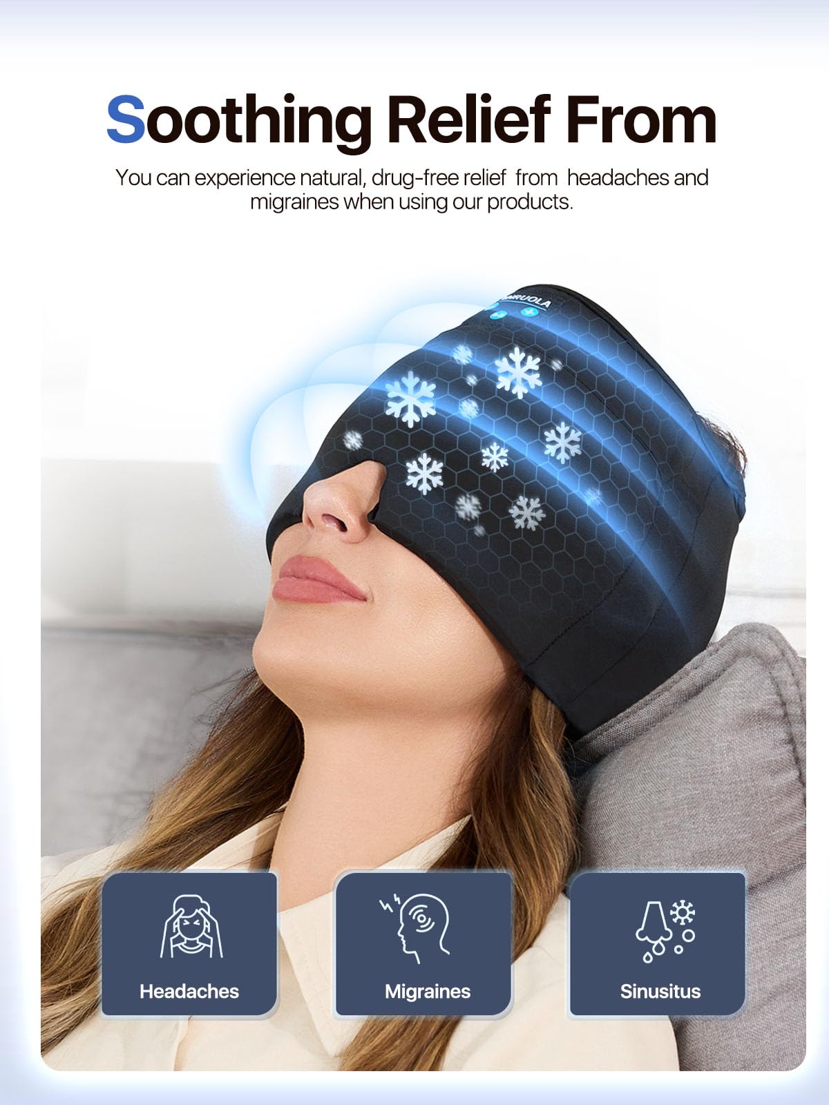 ANRUOLA cooling gel cap delivering targeted cold relief for tension