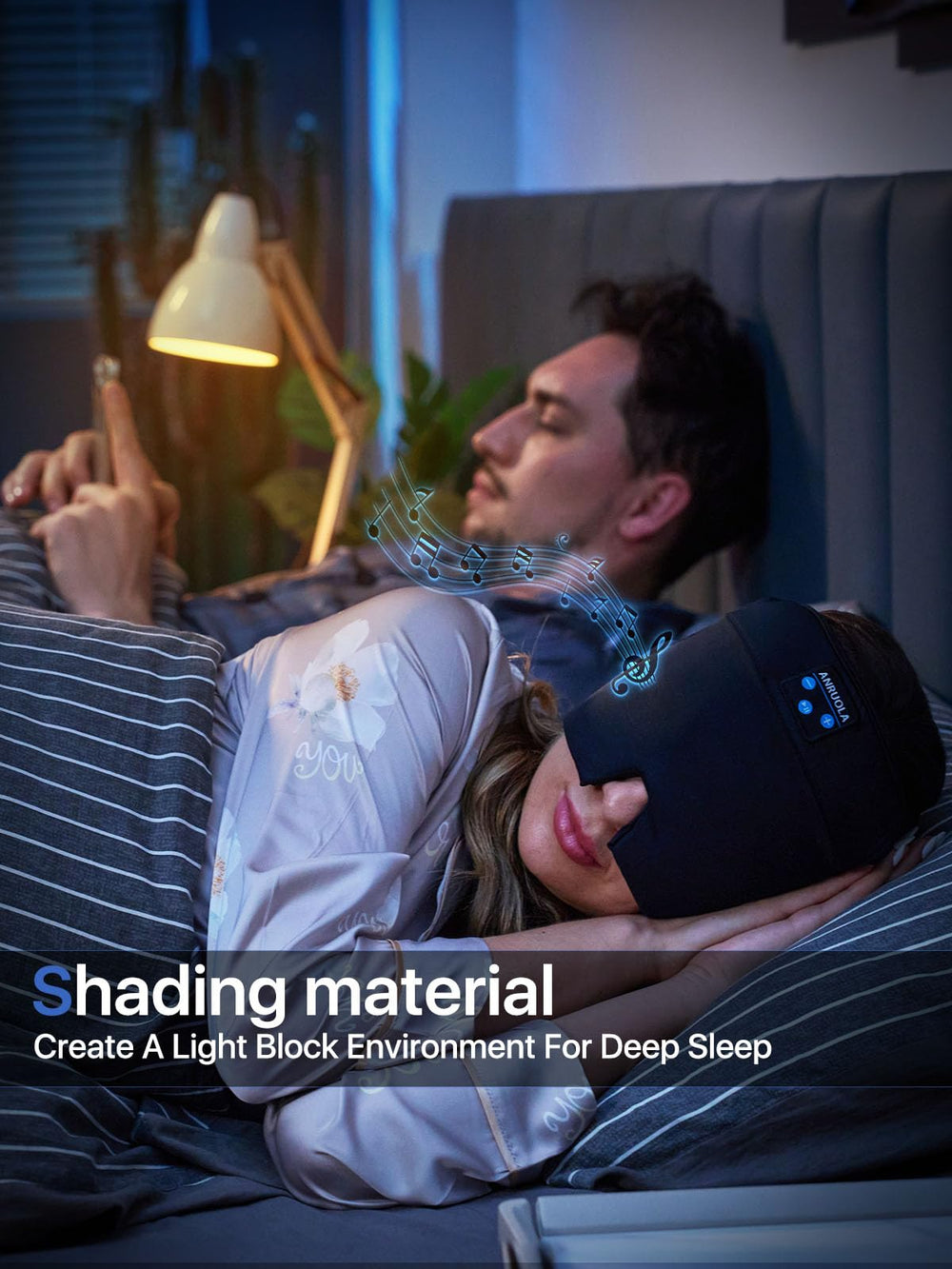 ANRUOLA migraine relief cap worn during sleep with built-in sleep headset