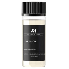 ANTAL HAYAT 24K Magic diffuser oil 50ml bottle close-up, premium fragrance for home scenting.