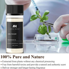 ANTAL HAYAT 24K Magic diffuser oil packaging close-up, premium blend ready for diffusers.