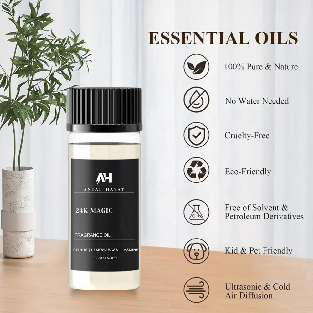 ANTAL HAYAT 24K Magic diffuser oil jasmine bloom close-up for refined ambiance.