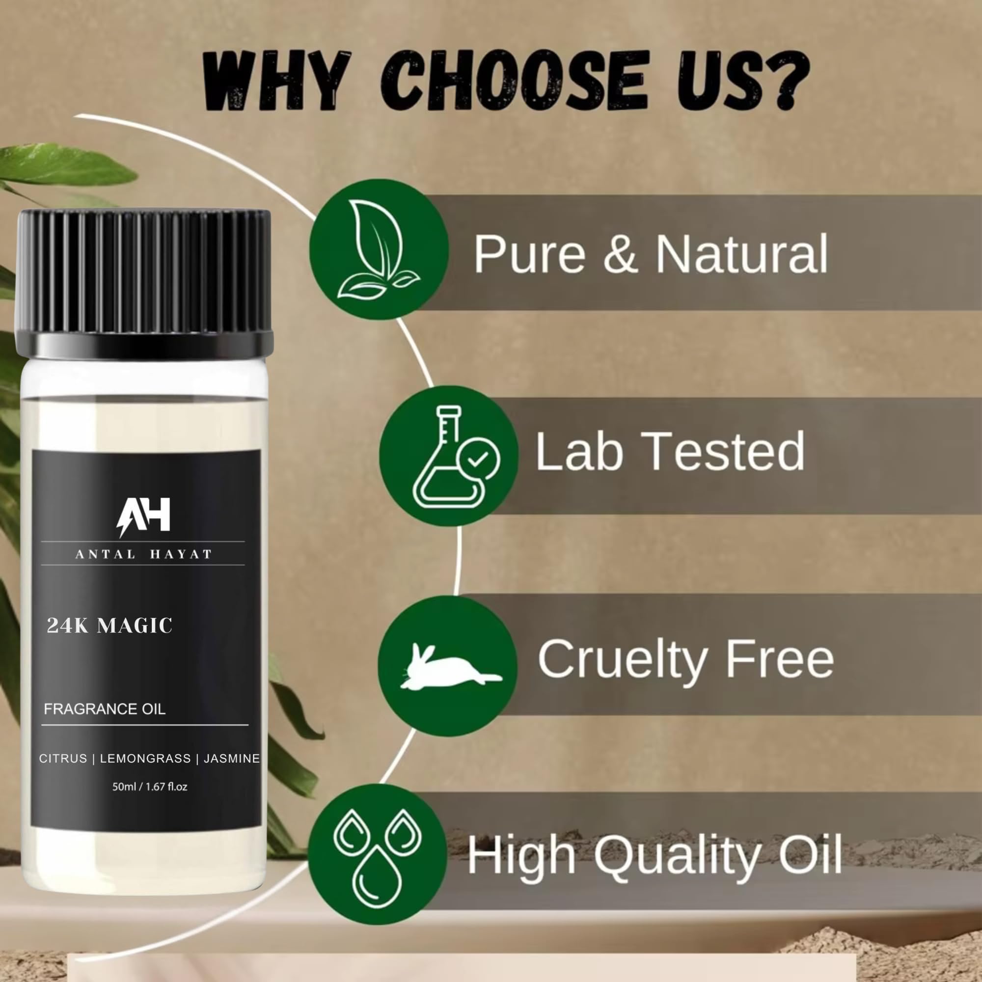 ANTAL HAYAT 24K Magic diffuser oil lemongrass close-up with refreshing scent.