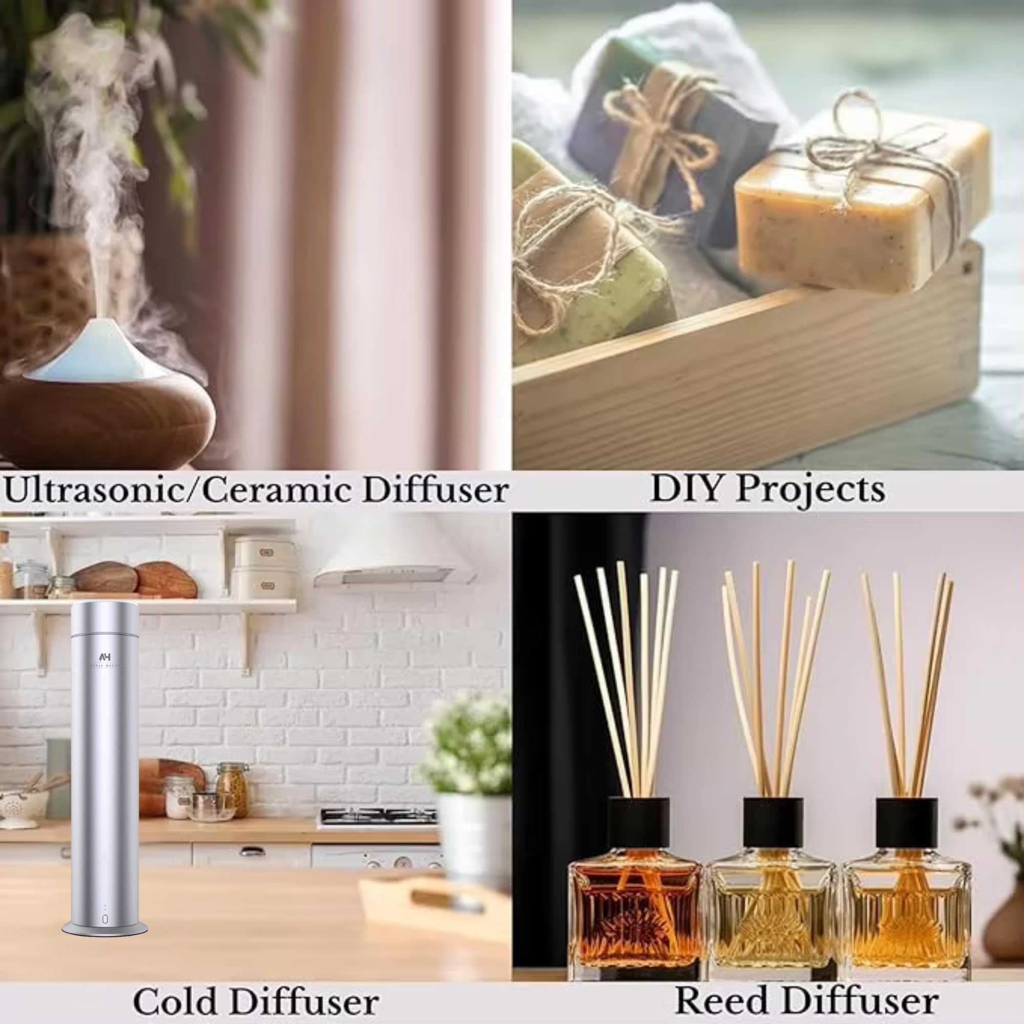 ANTAL HAYAT 24K Magic diffuser oil with reeds demonstrates long-lasting fragrance.