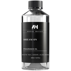 Antal Hayat Dream On bottle label close-up for premium diffuser aromatherapy.