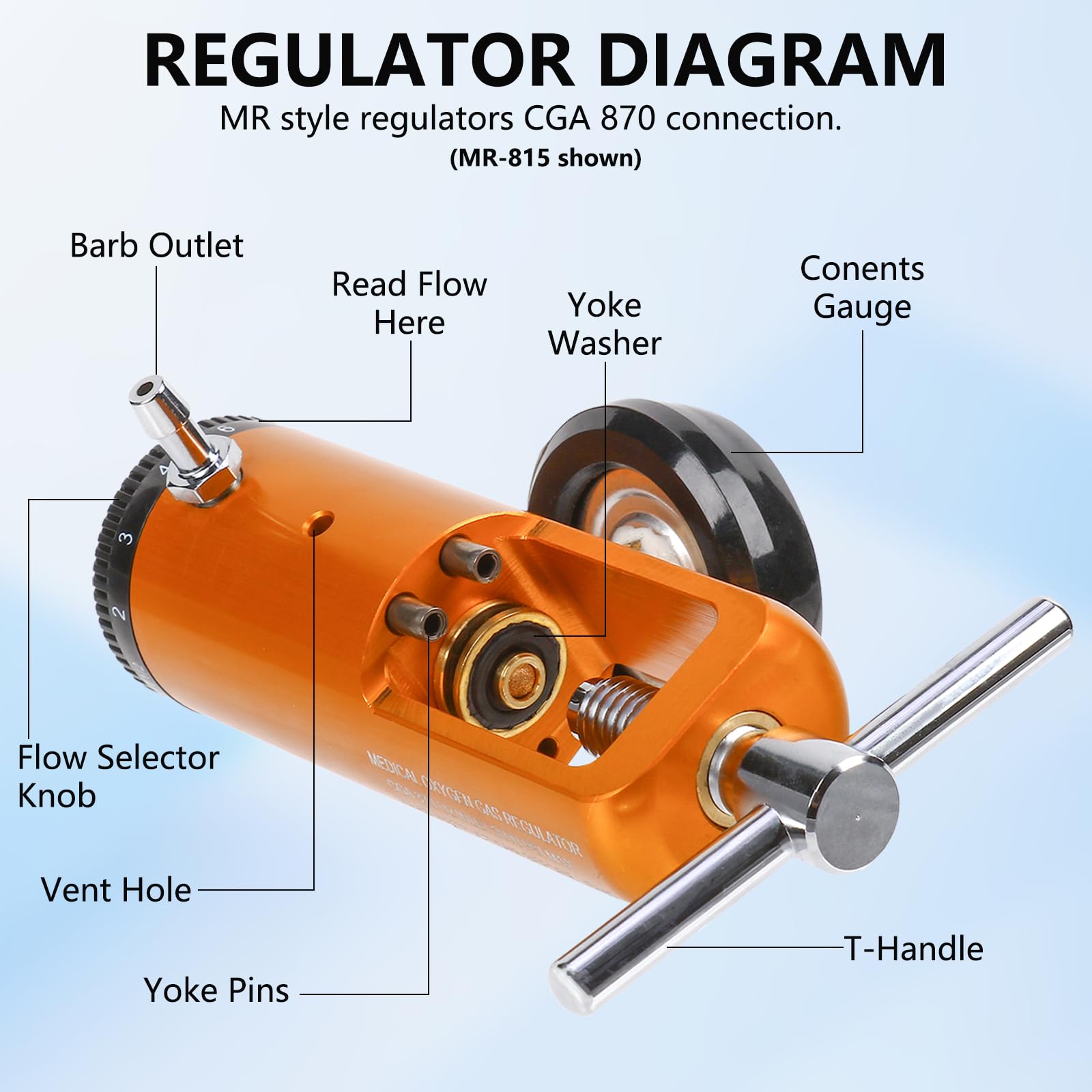 AnteMed CGA-870 tank connection ready for compatible cylinders