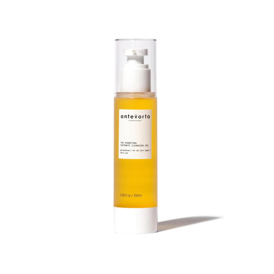 Antevorta Feminine Wash bottle pour showing smooth gel texture