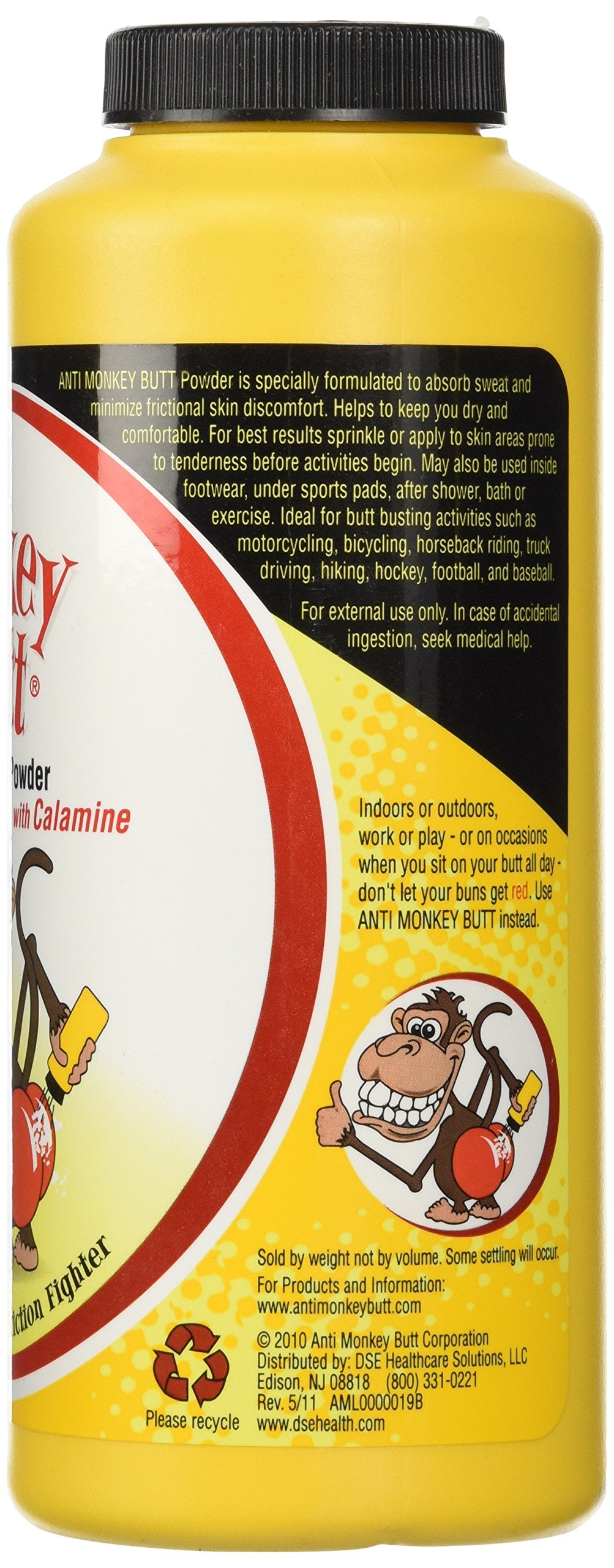 Anti-Monkey Butt powder packaging highlights a three-pack for daily use