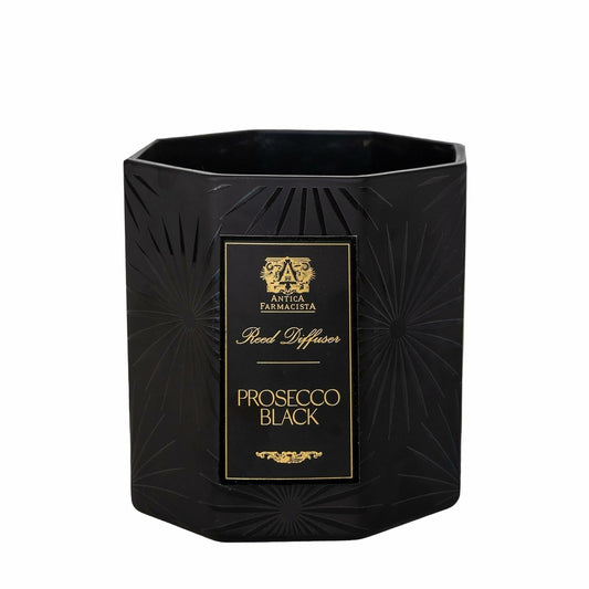 Antica Farmacista Prosecco Black packaging candle, premium presentation for gift-worthy occasions.