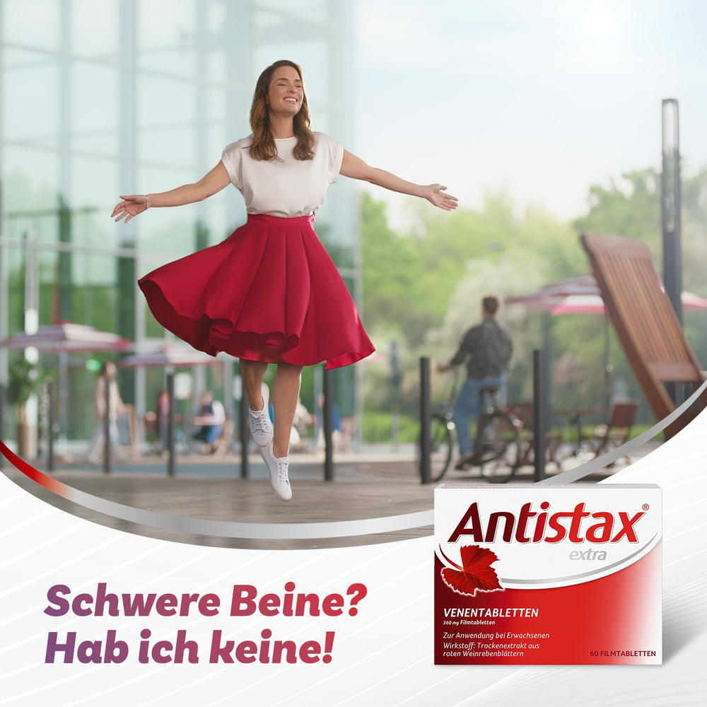 Antistax Extra Strength 90 Tablets packaging back highlights usage instructions and ingredients