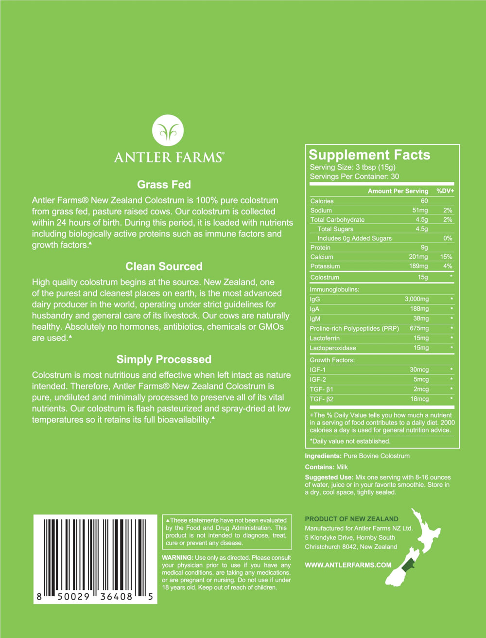 Antler Farms colostrum being poured for convenient daily serving.