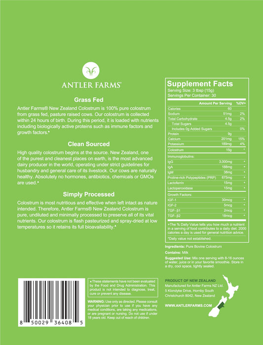 Antler Farms colostrum being poured for convenient daily serving.