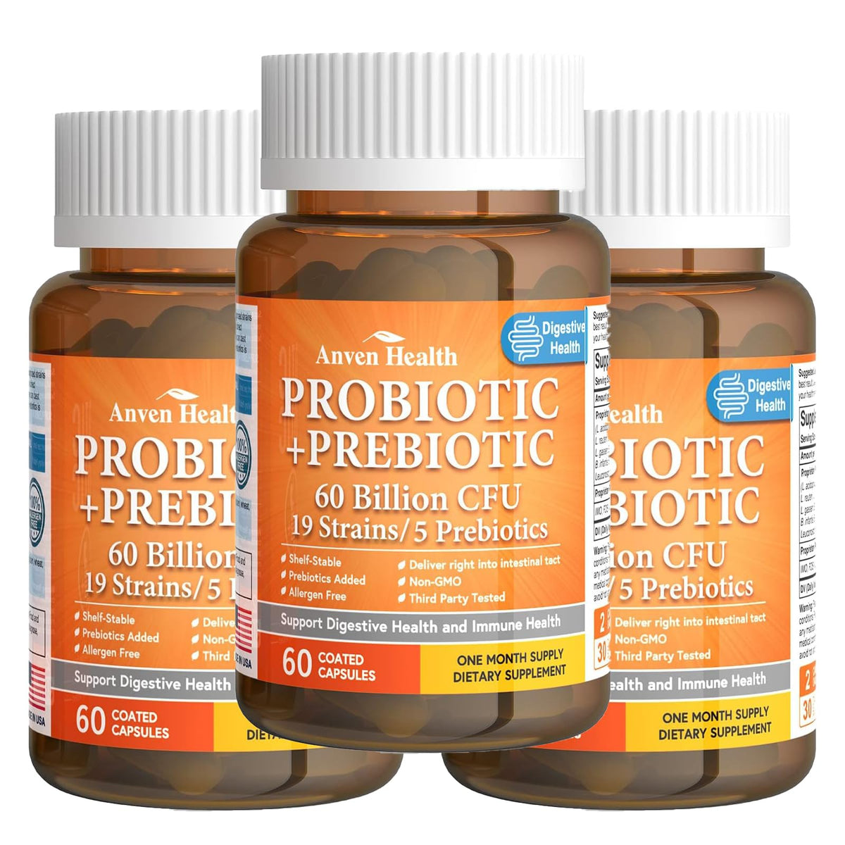 Anven Health 60 Billion Probiotic bottle supports gut balance and immune wellness