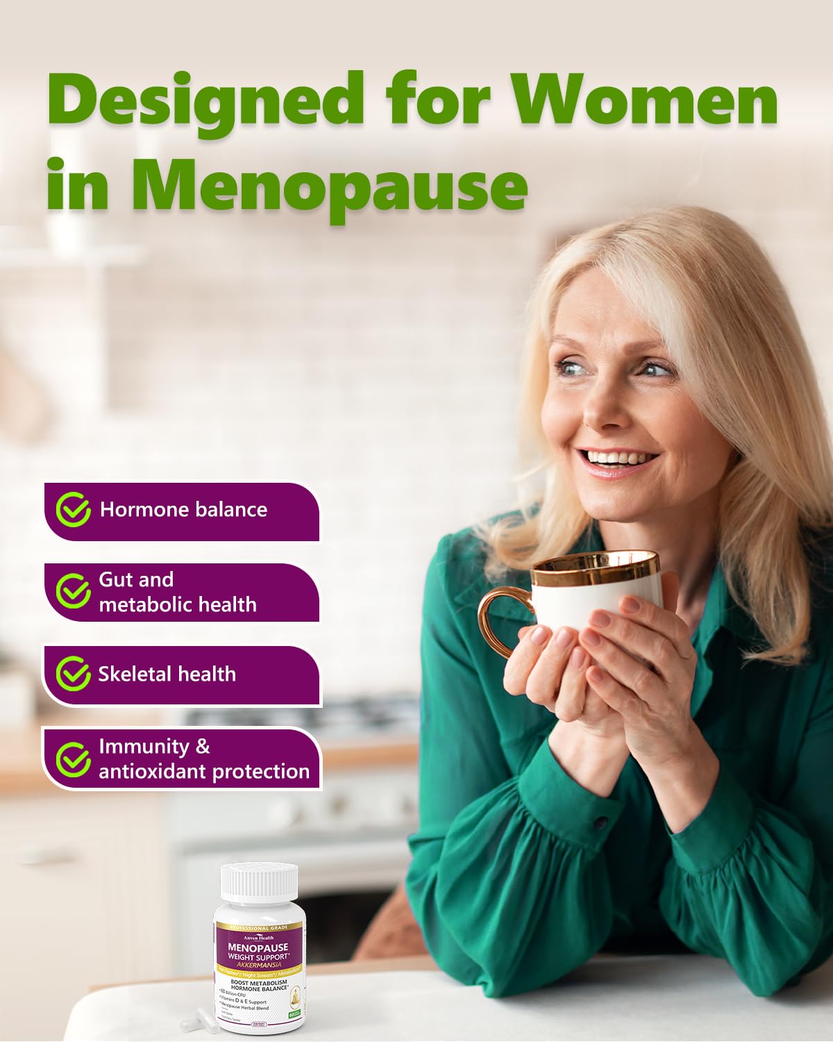 Anven Health black cohosh root extract image suggesting menopausal comfort.