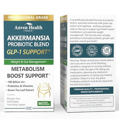 Anven Health label closeup highlighting 100 billion probiotic potency for digestive support