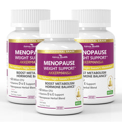 Anven Health menopause bottle label features a 60B probiotic formula for gut balance.