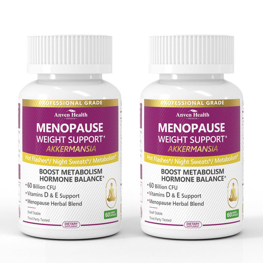 Anven Health menopause bottle front shows an all-in-one balance and comfort formula.