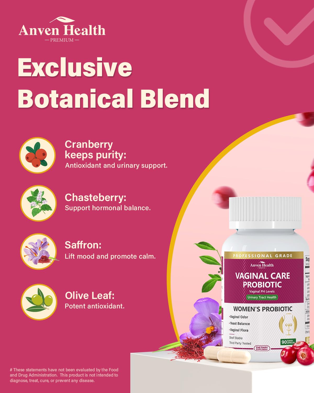 Saffron and chasteberry herbs for hormonal balance and mood support.