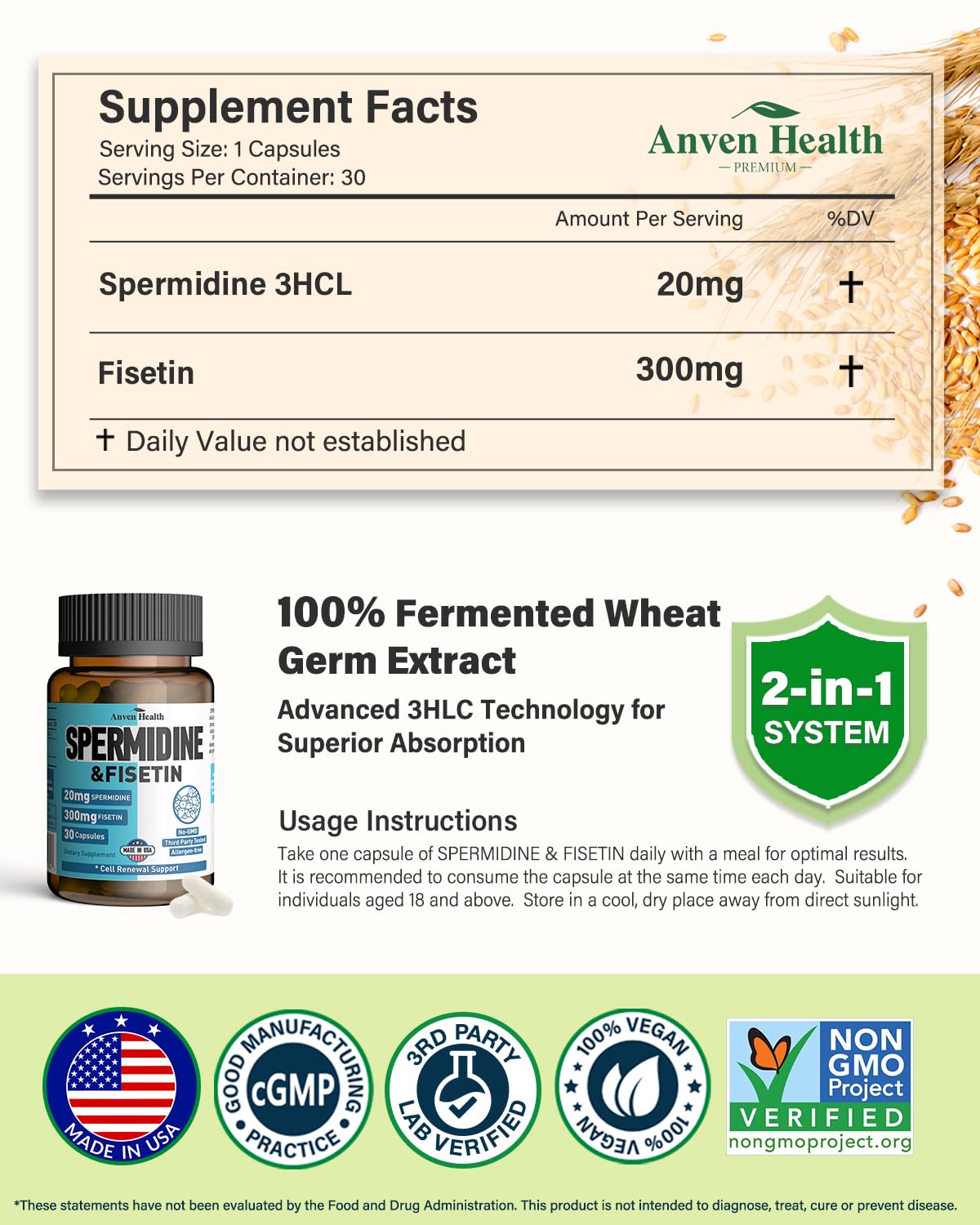 Anven Health capsules close-up highlighting convenient daily capsules