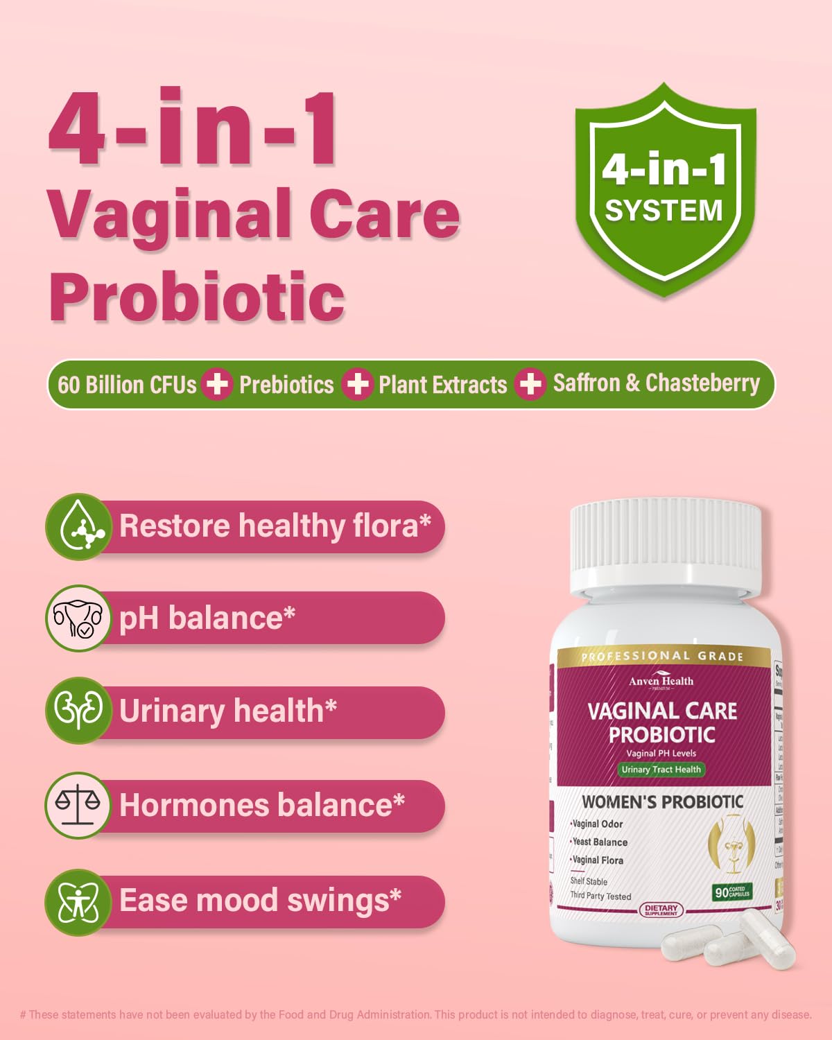 Anven Health bottle back label detailing ingredients and certifications.