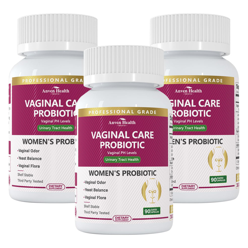 Anven Health Vaginal Probiotics bottle with capsules for daily balance.
