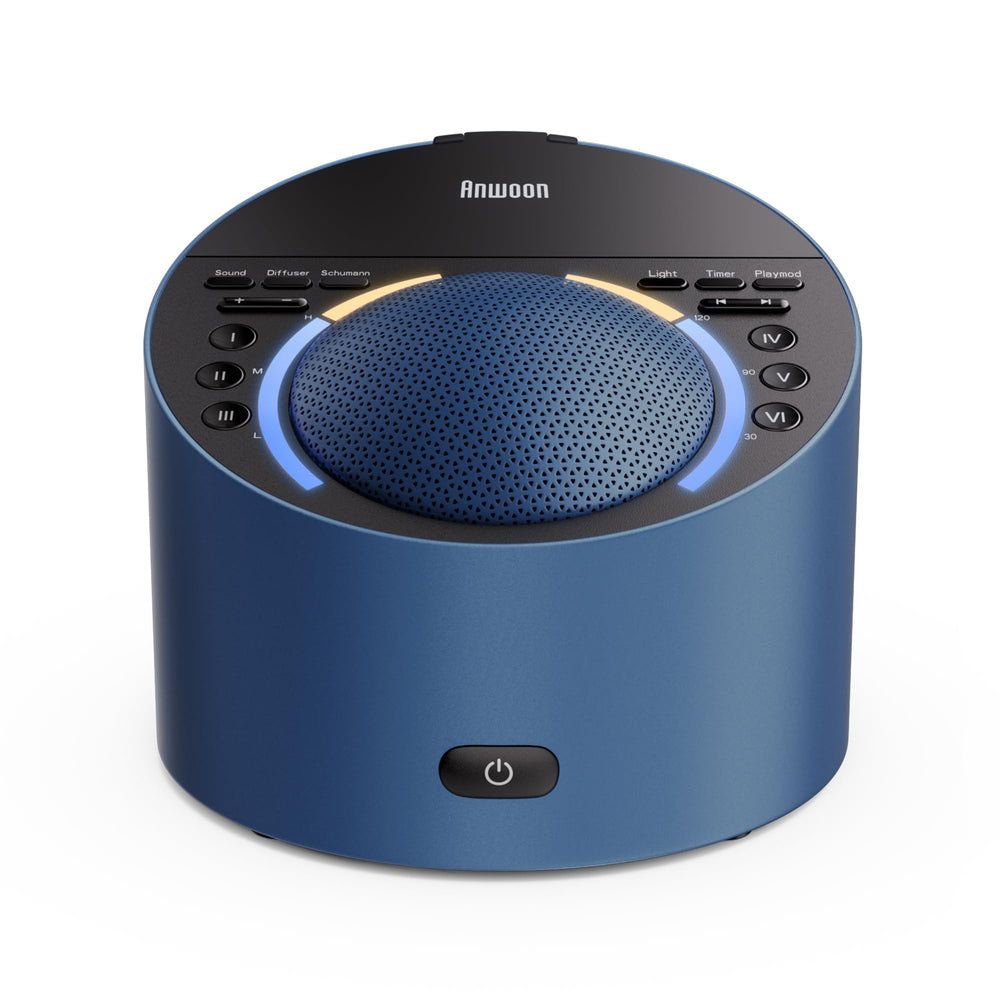 ANWOON sound machine front view, ideal for bedside use.