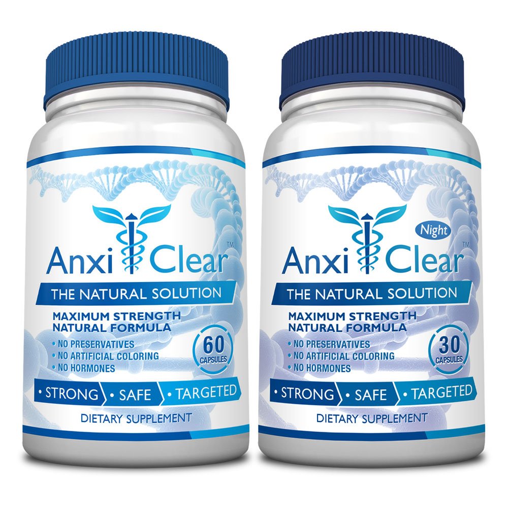 AnxiClear daytime bottle close-up showing mood-support formula for daytime calm