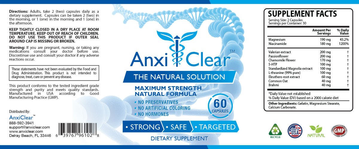 AnxiClear nighttime bottle close-up showing calm evening routine