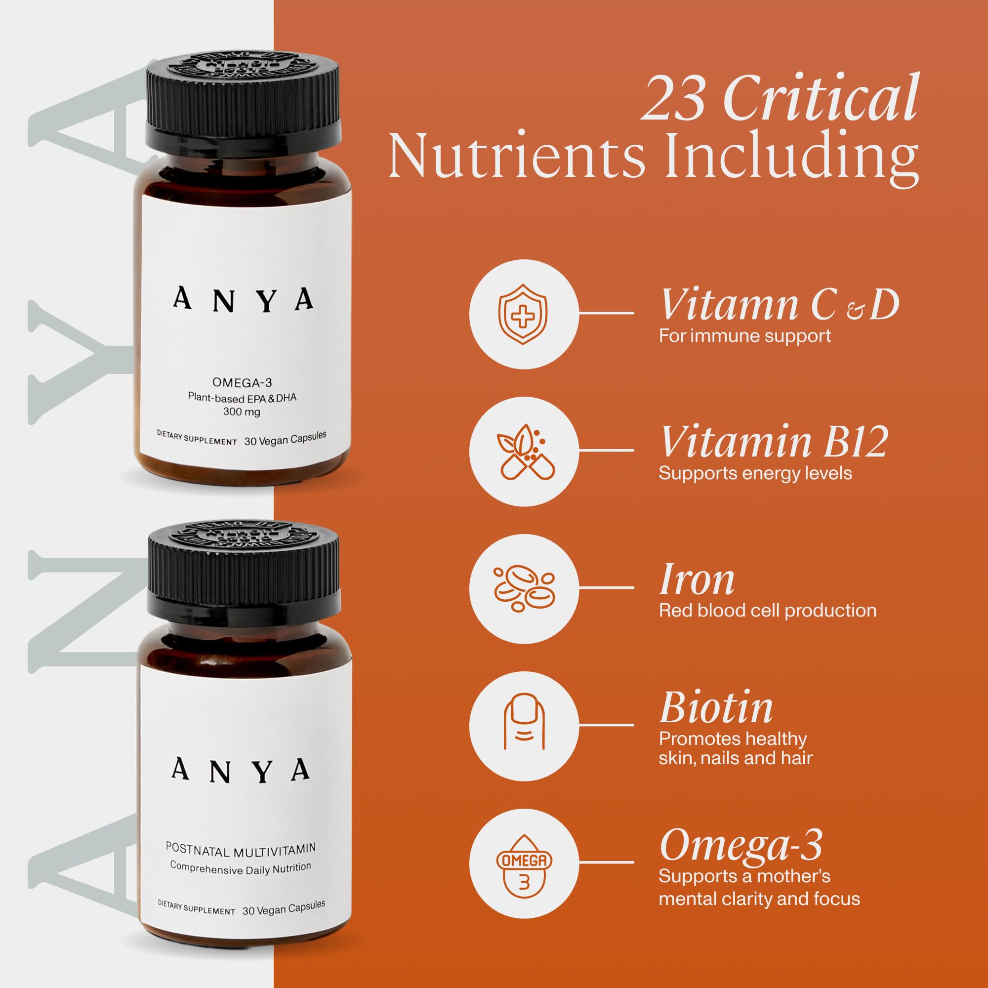 ANYA algae-based omega-3 softgels for algae-sourced DHA/EPA