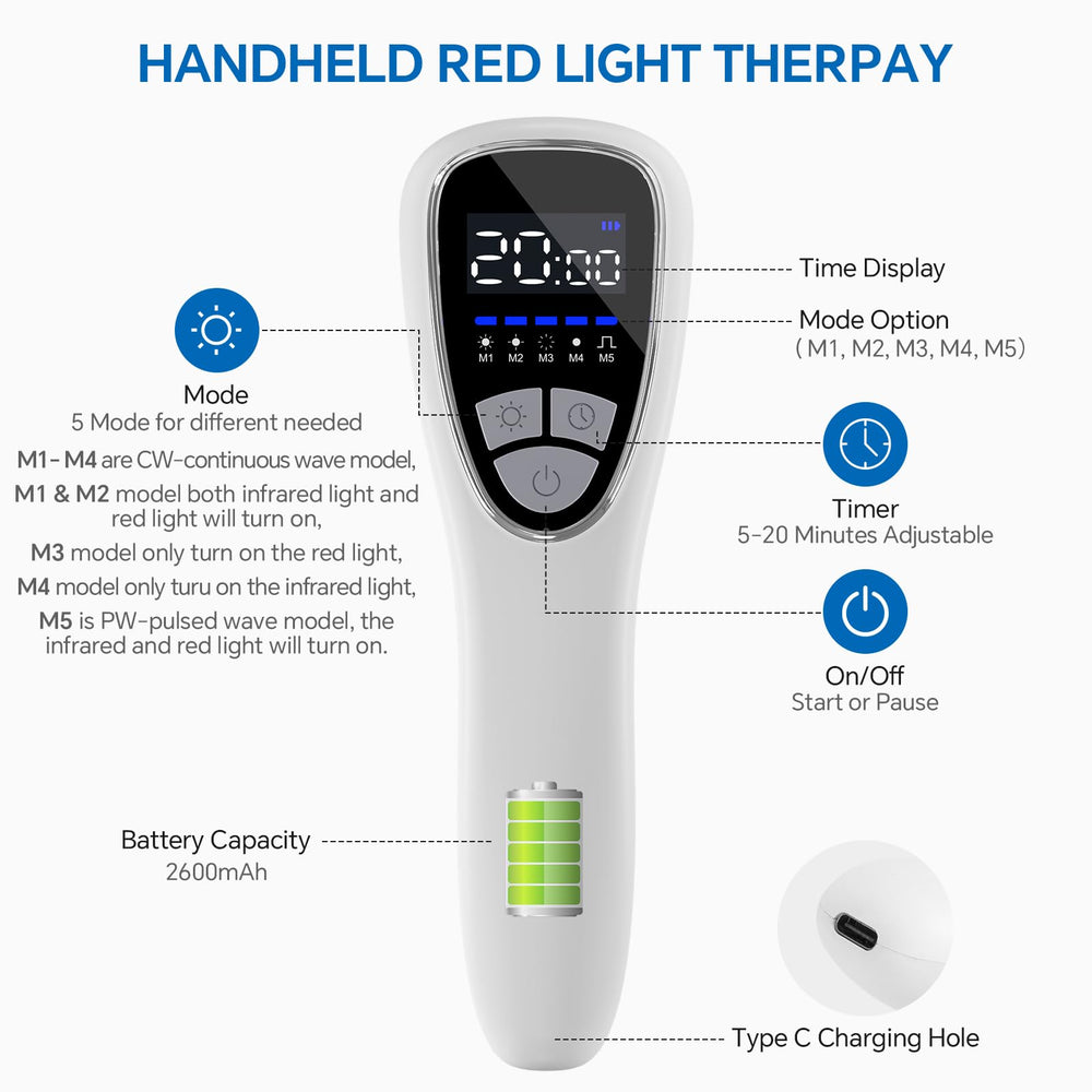 Anyork handheld red light device close-up showing compact design