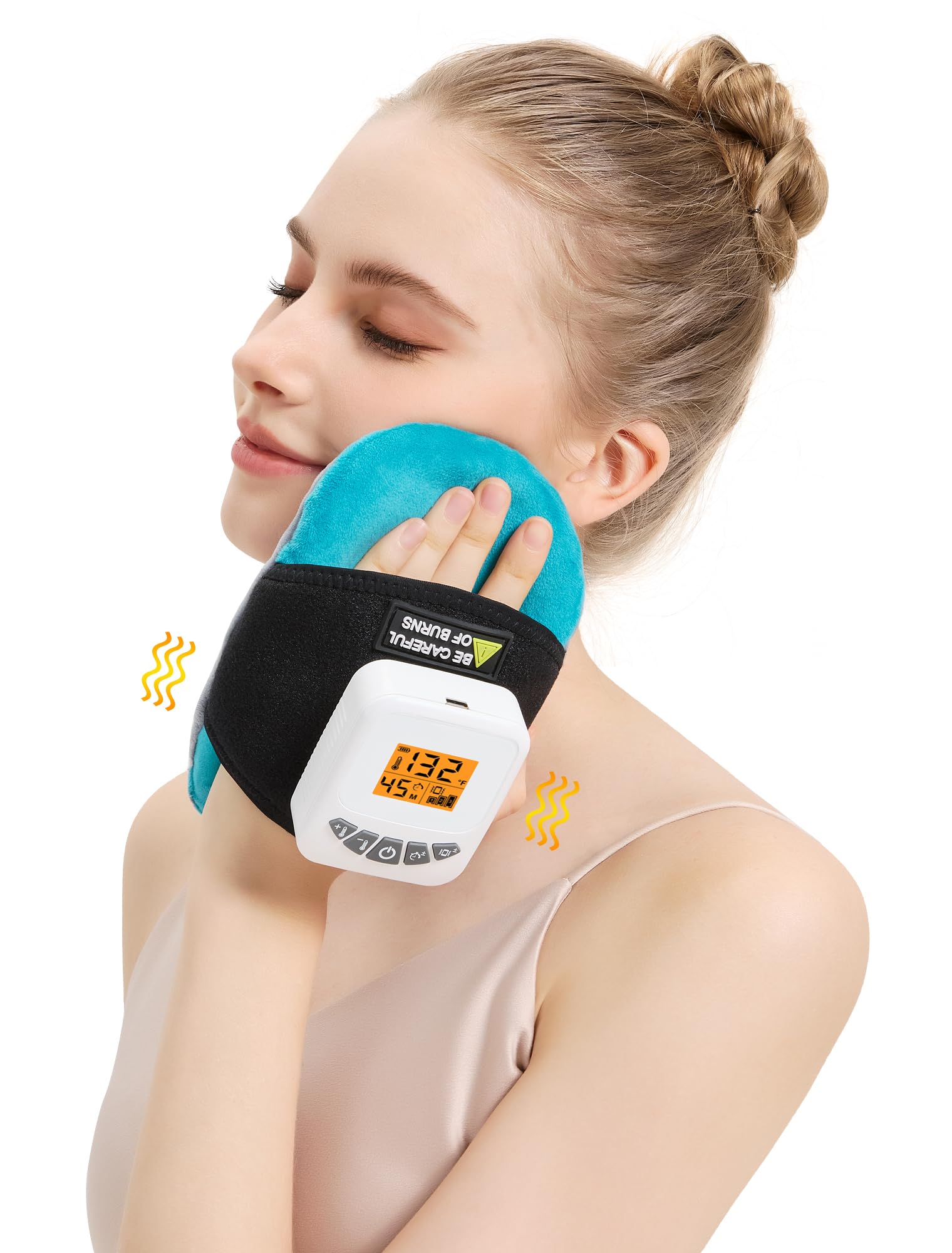 AOBOCO cordless heating pad for on-the-go jaw and neck comfort.