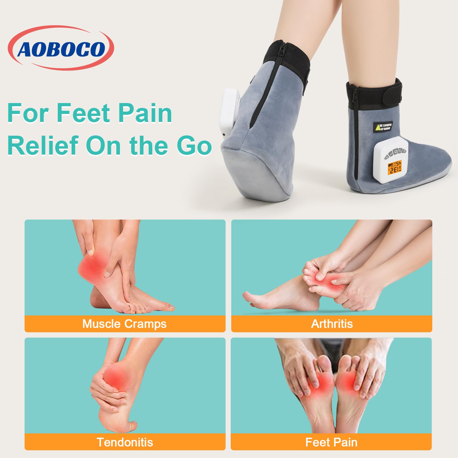 AOBOCO heated foot pad heat settings display for easy temperature control.